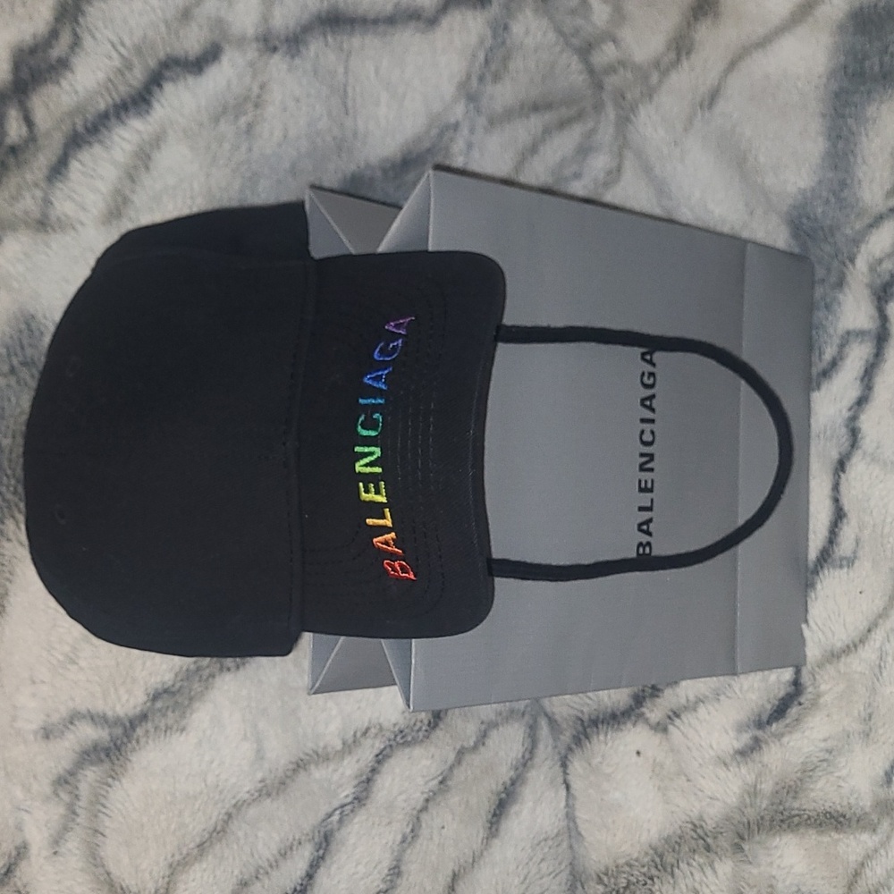 Like new Authentic Balenciaga black rainbow logo hat